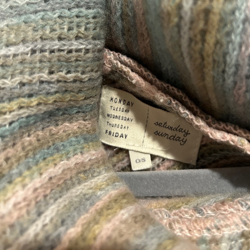 Anthropologie Saturday Sunday Vera Fringed Poncho Pastel One Size like new - Picture 5 of 5